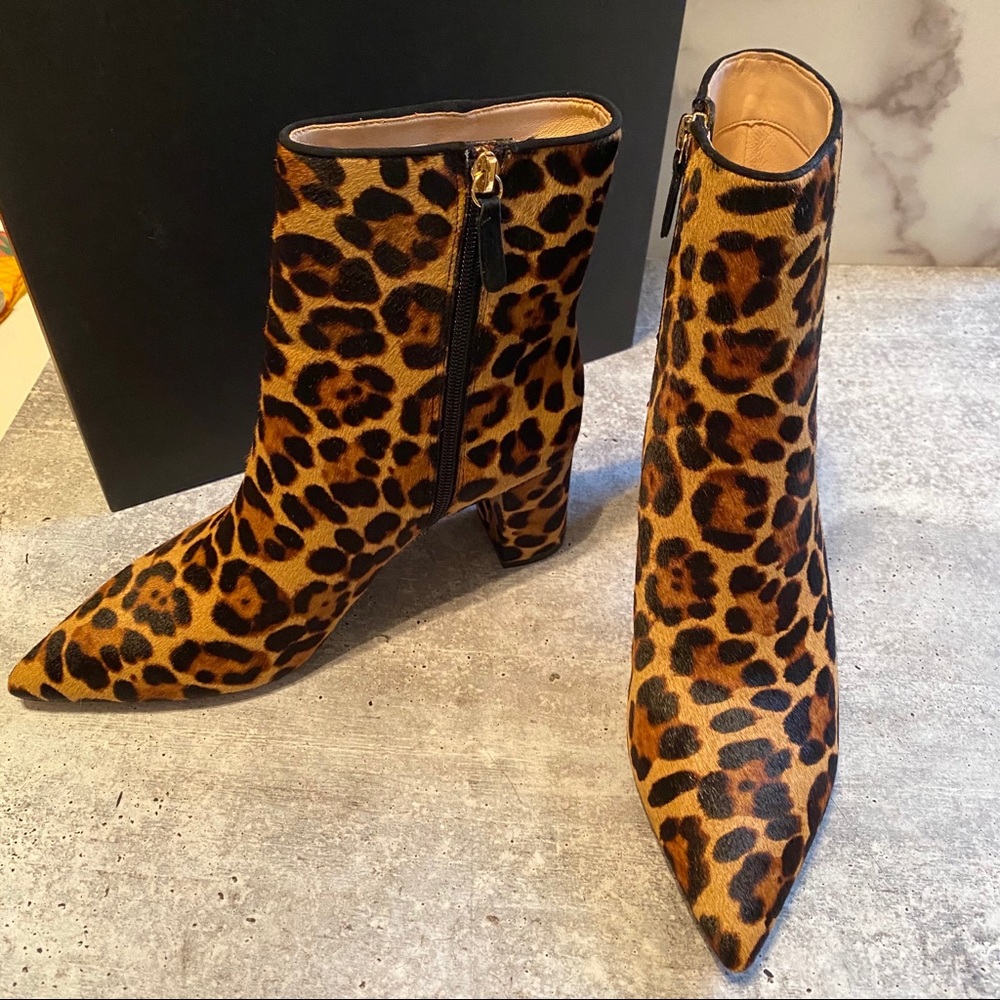 J Crew Calf Hair Pointed Toe Leopard Booties 8 - Picture 7 of 8